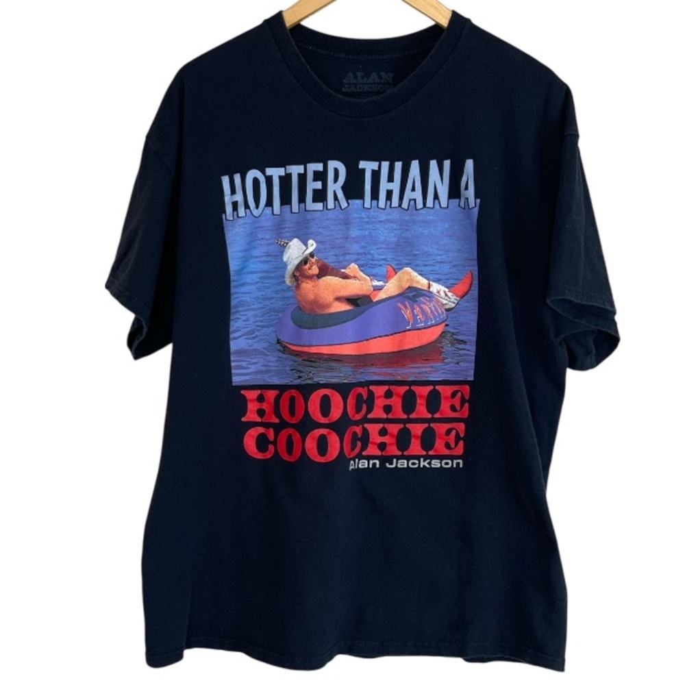 Alan Jackson Unisex Graphic T-Shirt Black Hotter Than A Hoochie Coochie Size XL - Picture 2 of 9